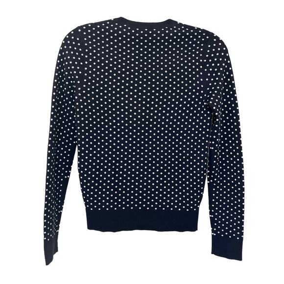 Theory Mini Polka Dot Black Ecru Crewneck Regal Wool Sweater size P - Picture 3 of 7